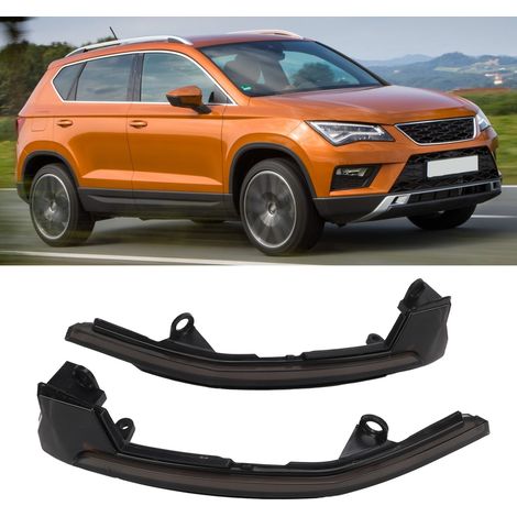 Clignotant de rétroviseur avec boîtier transparent fumé et lumière jaune, compatible avec Seat Ateca 2016-2019. (1/5)