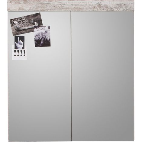 Armoire de toilette 2 portes mélaminé blanc avec miroir Cali (1/5)