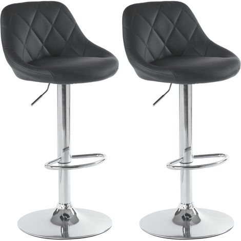 Soges Lot de 2 tabourets de bar en cuir synthétique, hauteur réglable et pivotante, avec dossier confortable, pour la maison, le bureau, la cuisine ou le bar, Noir (1/5)