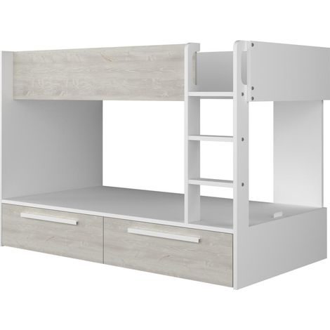 Letto a castello bianco consumato e bianco con cassettoni estraibili