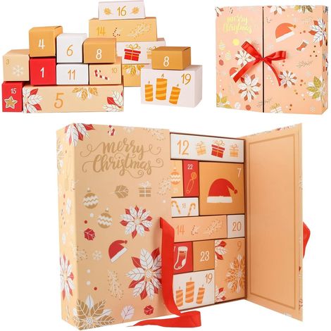Adventskalender, Adventskalender-Box, 24 zu befüllende Geschenkboxen für Weihnachten, zu befüllender Adventskalender, Weihnachts-Countdown-Boxen (Gelb) (1/5)