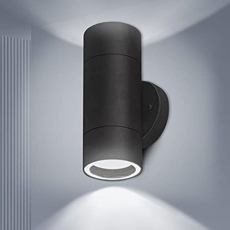 Applique murale d'extérieur étanche IP54 - Moderne - En acier inoxydable - Design cylindrique - Pour intérieur et extérieur – Noir (1/5)