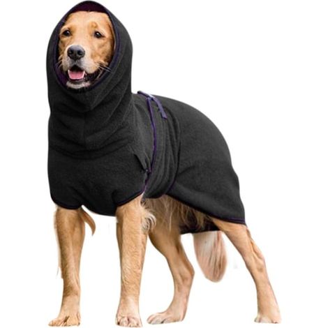 Serviette de bain peignoir pour chien noir taille XL, manteau séchage rapide, cape moelleuse pour animal, accessoire confortable (1/4)