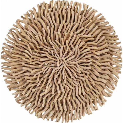 Décoration murale ronde en bois de morera naturel - bois naturel clair et beige (1/3)