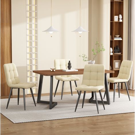 Tavolo da pranzo rettangolare 117x68x75 cm nero e noce in MDF con struttura in metallo (1/5)