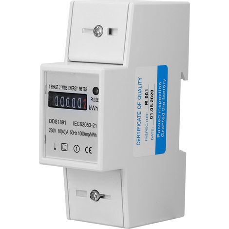 Compteur monophasé DDS1891 haute précision, compteur d'énergie sur rail à 2 pôles, 1000 impédances/kWh, 50 Hz (1/5)