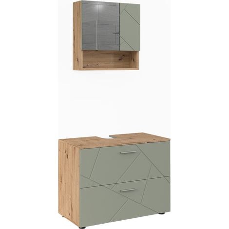 Conjunto de muebles de baño Irma, Verde salvia, 2 partes, Vicco