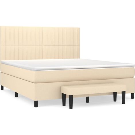 Maison Exclusive - Sommier à lattes de lit avec matelas Crème 160x200 cm Tissu (1/5)