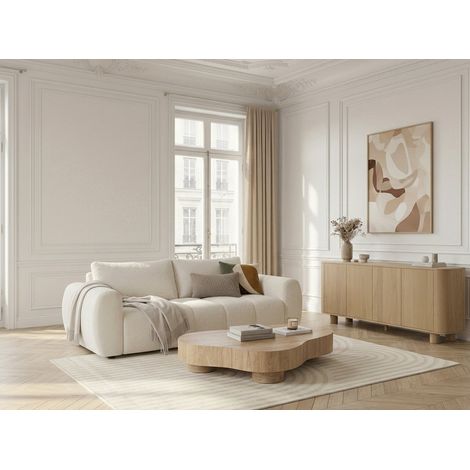 BOBOCHIC - Canapé droit convertible ouverture express 3 places FUJI tissu lisse   Blanc