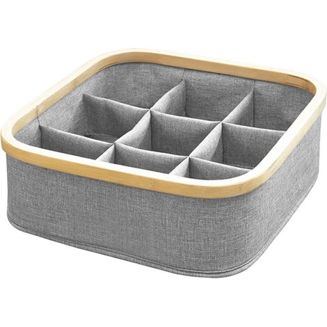 CALICOSY - Panier cadre bambou 9 compartiments coloris gris (1/2)