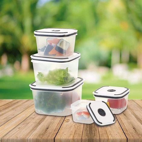 5 Conteneurs De Nourriture En Plastique Avec Couvercle Ventilé à Micro-ondes Empilable (1/5)