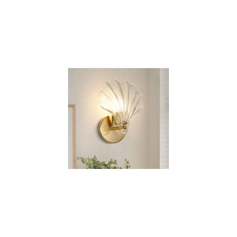 Applique murale en forme de coquillage, applique en verre en forme de coquillage, douille E14, luminaires modernes (sans ampoule) (1/5)