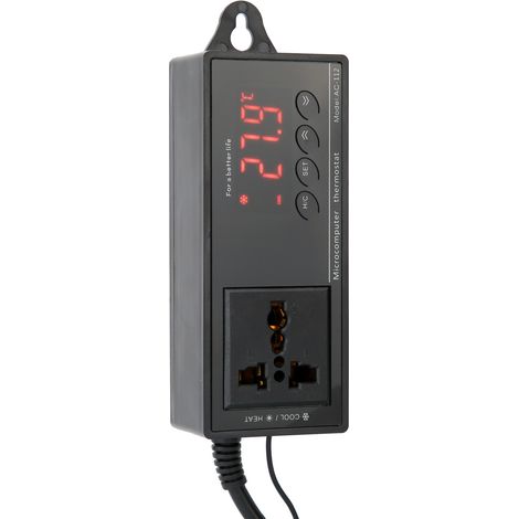 Thermostat numérique AC-112, incubateur intelligent haute précision avec affichage numérique pour insectes chanteurs et reptiles, contrôleur pour réfrigérateur, serre et aquarium, norme européenne 220 (1/5)