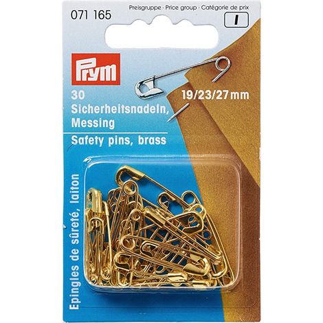 PRYM - CONFEZIONE DA 30 PEZZI - SPILLE DI SICUREZZA IN OTTONE 19x23x27MM (1/2)