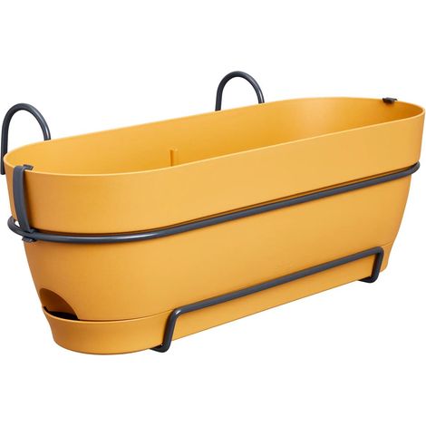 elho® Vibia campana Pflanzkasten Honiggelb 50 cm mit Halter allin1 - Kunststoff (1/5)