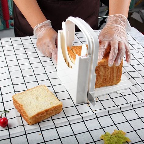 Cortadora de pan, rebanadora de pan, sandwichera ajustable, mango manual, máquina para cortar pan, rebanadora de pan plegable para pan casero (1/5)