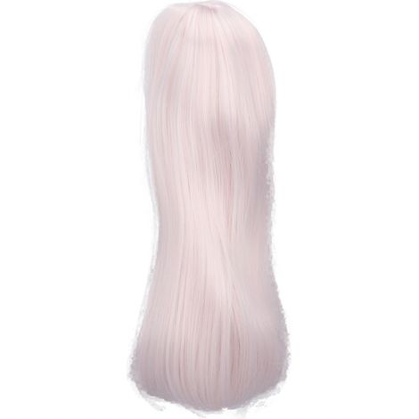 Perücke für 20-23 cm große Puppen, hitzebeständige Kunstfaser, glattes Haar, 1/3 Perückenersatz, DIY, rosa (1/5)