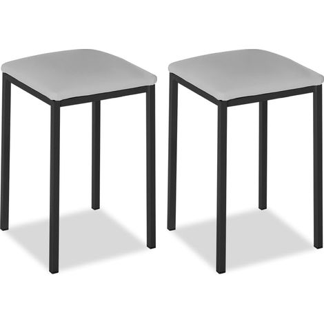Chaise de Cuisine métallique avec Dossier Ouvert, Gris, 59 cm x 45 cm x 40 cm (1/5)