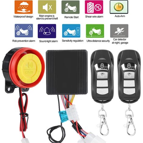 Système d'alarme antivol sans fil universel 12 V pour moto avec 2 télécommandes (1/5)