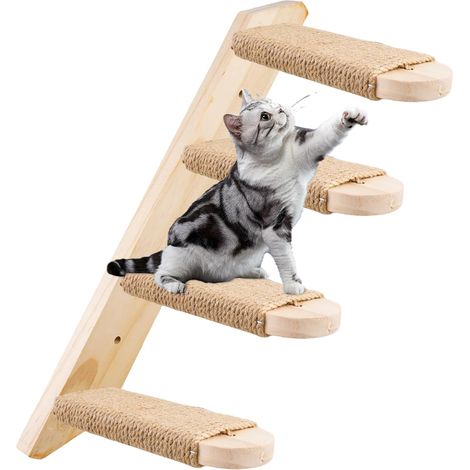 Mur d'Escalade et Échelle pour Chat en Chêne Massif - Meuble d'Intérieur jusqu'à 15 kg (1/5)