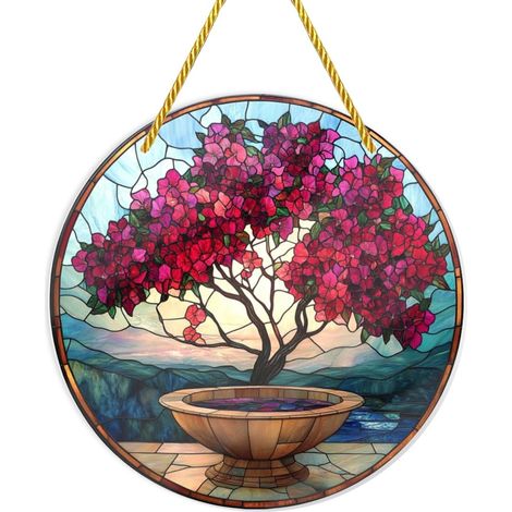 Cafemira Pot de fleurs en verre coloré, acrylique incassable, sculptures murales circulaires (1/5)