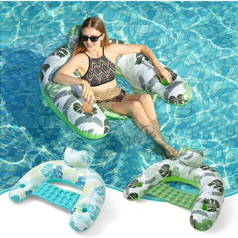 Chaise flottante gonflable pour piscine avec porte-gobelet, fauteuil de détente aquatique pour adulte, été (1/5)