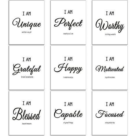 Affiches murales inspirantes et motivantes, citations positives et dictons pour bureau et chambre, décor mural quotidien, affirmations pour hommes et femmes, 20 x 25 cm, lot de 9, sans cadre (1/5)