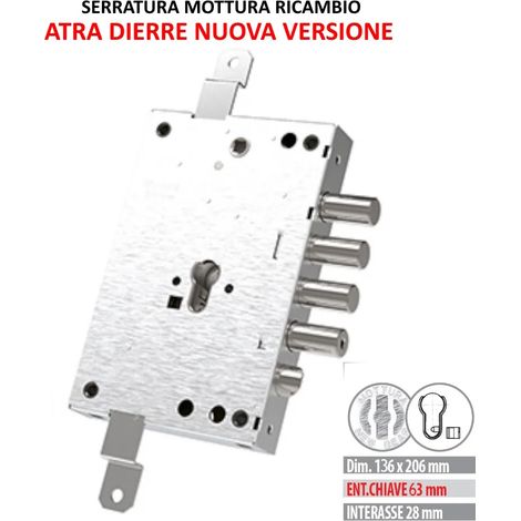 SERRATURA MOTTURA RICAMBIO "DIERRE" ENTRATA 63 mm CIL.EUR. SERIE 82 NUOVA LINEA 82.571W800Q (1/2)