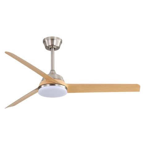 Ventilateur de plafond de 132 cm,avec éclairage LED de 22 W et télécommande, 3 pales en ABS,Ventilateur plafond dc réversible,Nickel brossé (1/5)