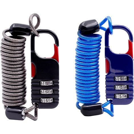 Cadenas à câble fin à combinaison, petit antivol vélo avec câble rétractable et cadenas à code, pour bagages de voyage, valises, sacs à dos, sacs, vélo, trottinette, casque de moto antivol (1/5)