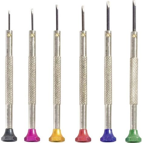 TOOLCRAFT 820926 12-teiliges Uhrmacherschraubendreher-Set. Klingenbreiten: 0,8 mm, 1 mm, 1,2 mm, 1,4 mm, 1,6 mm, 1,8 mm (1/4)