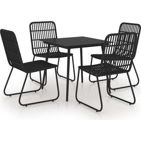 Maison Exclusive - 5-tlg. Garten-Essgruppe Poly Rattan und Glas
