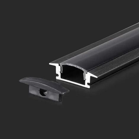 LED Strip Mounting Kit with Diffuser Aluminum 2000 24.77mm Black Housing