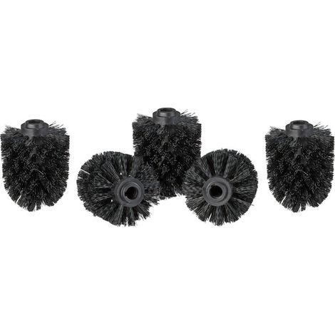 Relaxdays Tête de rechange pour brosse WC lot de 5 orifice intérieur 12 mm Diamètre 8 cm, noir (1/5)