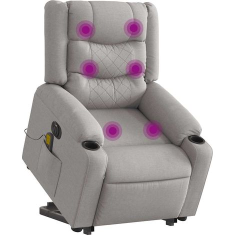 vidaXL Sillón de masaje eléctrico reclinable elevable tela gris nube (1/5)