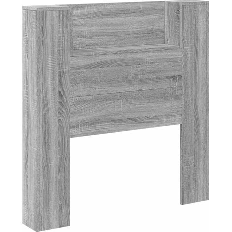 Tête de lit avec rangement et LED Sonoma gris Bois d'ingénierie vidaXL