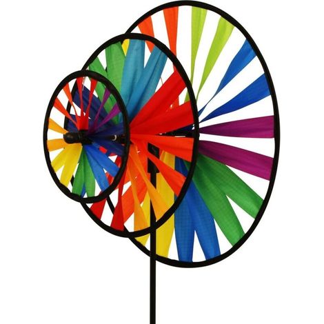 Girouette - Magic Wheel Triple - résiste aux UV et aux intempéries - Roues : Ø35 / 25/16 cm. Hauteur: 102cm - INCL. Tige en Fibre de Verre