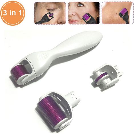 Micro-aiguilles 3 en 1 incluant des aiguilles en titane : soin du corps et du visage pour les zones tendues, lutte contre les rides, les vergetures, favorise la pousse de la barbe et la repousse des c (1/5)