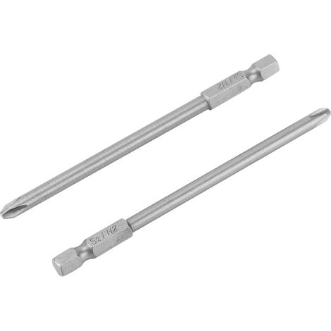 Lot de 10 embouts tournevis cruciforme et plat PH1 PH2 acier S2 queue hexagonale 1/4 pouce longueur 100mm (1/5)