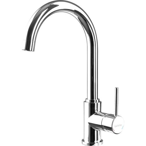 Robinet de cuisine mitigeur col de cygne 360° – Hauteur sous bec 227mm – Finition inox – Cartouche céramique pour débit optimal – Luisina (1/4)