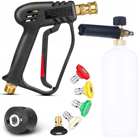 Pistola Alta Pressione con Schiumogeno 1L e 5 Ugelli – Compatibile con Kärcher K2-K7  Pressione Max 200 BAR  Montaggio Rapido