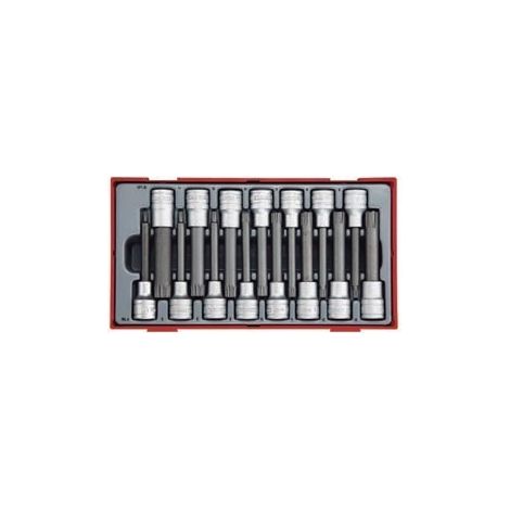 Juego de 15 piezas. Contiene vasos de 1/2” para puntas Ribe y XZN de 100 mm de longitud TENGTOOLS (1/3)