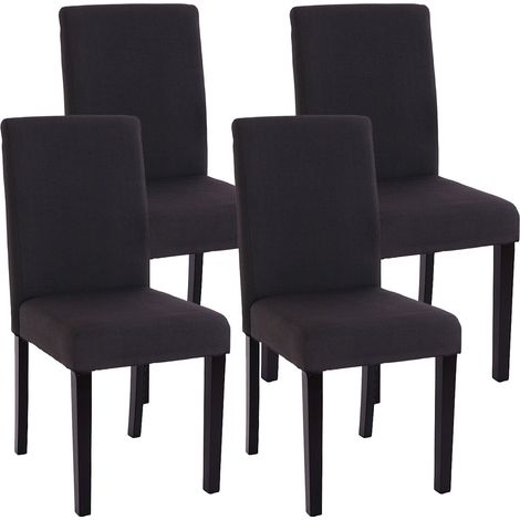 [NEUWERTIG] 4er-Set Esszimmerstuhl Stuhl Küchenstuhl Littau Textil, schwarz, dunkle Beine