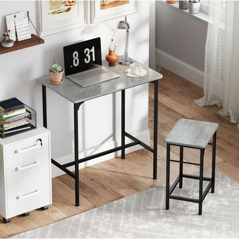 Conjunto de mesa alta con 2 taburetes de acero gris y negro 80x50x87 cm OKWISH (1/5)