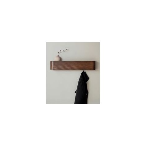 JSSEVN-Porte-manteau mural en bois massif chêne foncé – 5 crochets acier inoxydable – Charge maximale 30 kg – Design scandinave épuré (1/5)