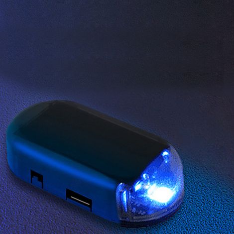 Alarme factice simulée à énergie solaire, Anti-vol, fausse alerte, lampe de poche LED universelle pour CarBlue.