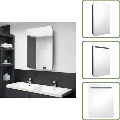 Armario con luz LED - vidaXL Armario de baño con espejo negro 60x11x80 cm - Armario de baño negro