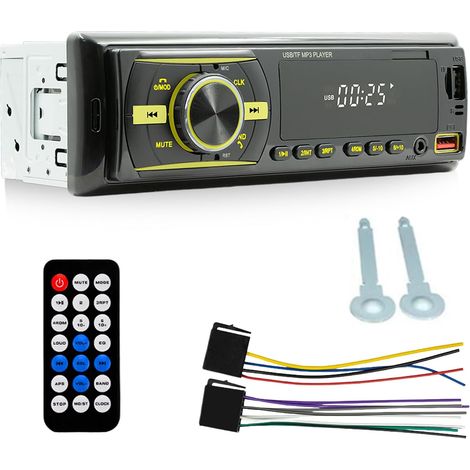 Autoradio 1 DIN avec Bluetooth 5.0, Radio FM, Lecteur MP3, 2 Ports USB, Appels Mains Libres, Éclairage 7 Couleurs (1/5)