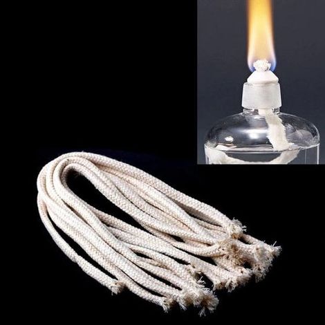 Mèches pour lampe à huile - Coton - Longueur 43 cm - Diamètre 5 mm - Lot de 10 - Accessoire lampe (1/3)