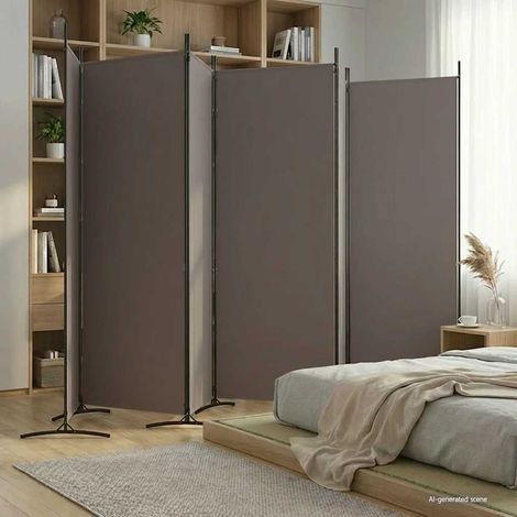 6-tlg. Paravent Anthrazit 520x180 cm Stoff